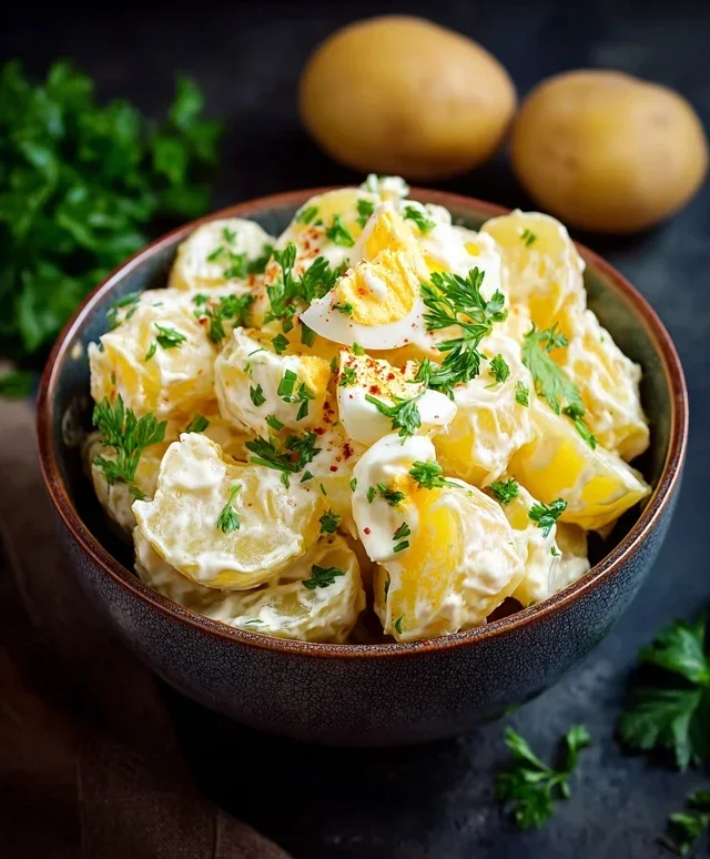 Kartoffelsalat mit Mayonnaise Ei