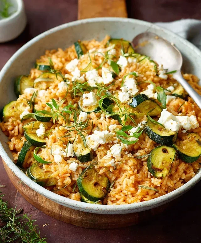 Zucchini-Reis-Pfanne mit Feta