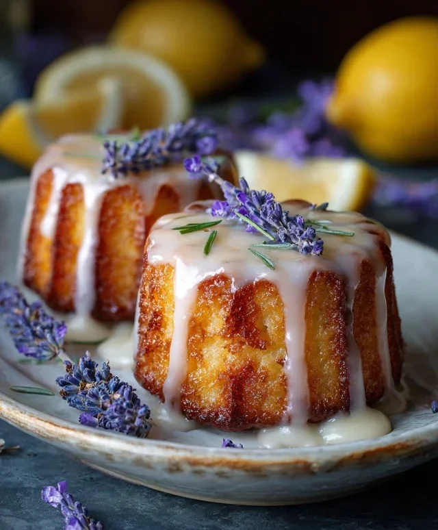 Mini Lemon Cakes With Lavender Glaze