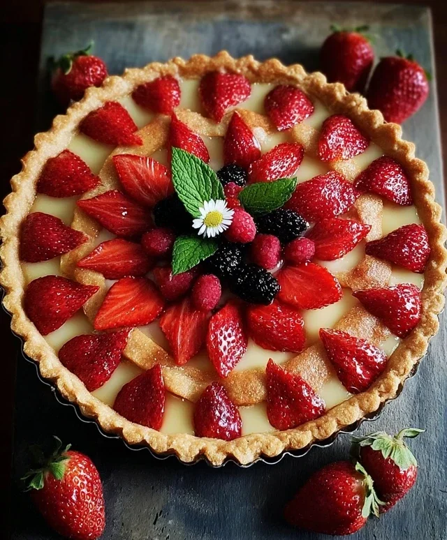 Crostata con fragole e more