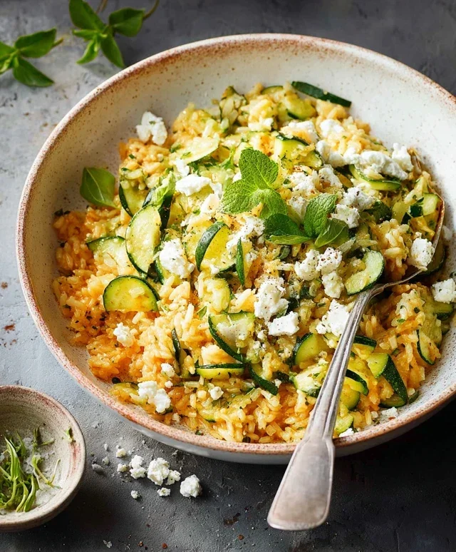 Zucchini-Reis-Pfanne mit Feta