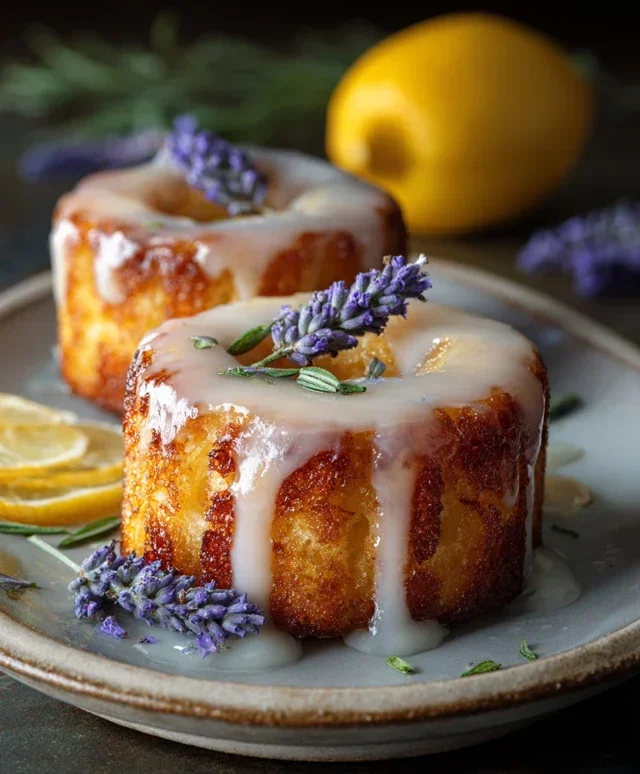 Mini Lemon Cakes With Lavender Glaze