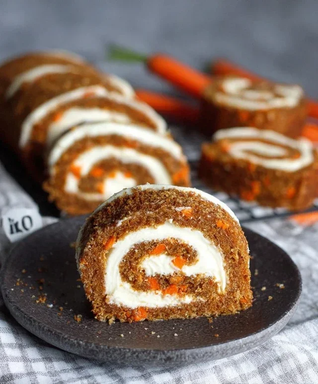Carrot Cake Roll with Cream Cheese Frosting Filling