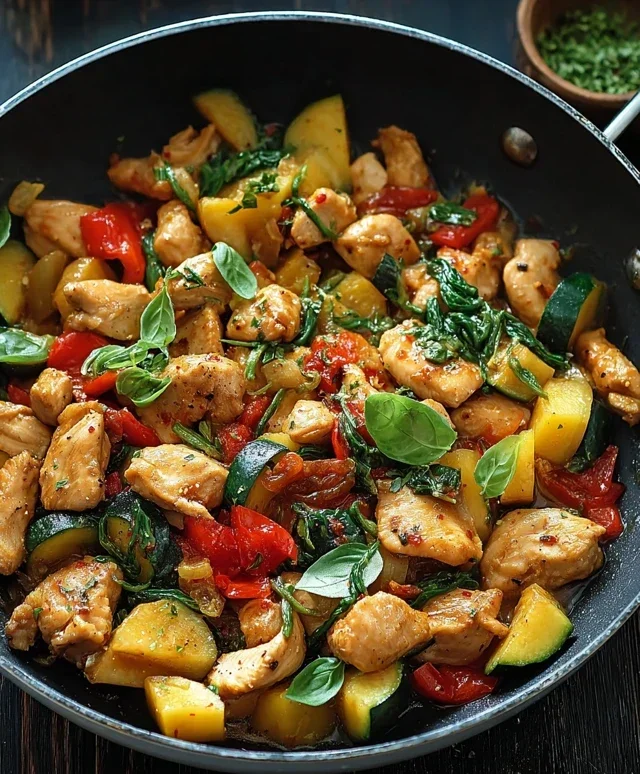 Gemüsepfanne mit Hähnchen