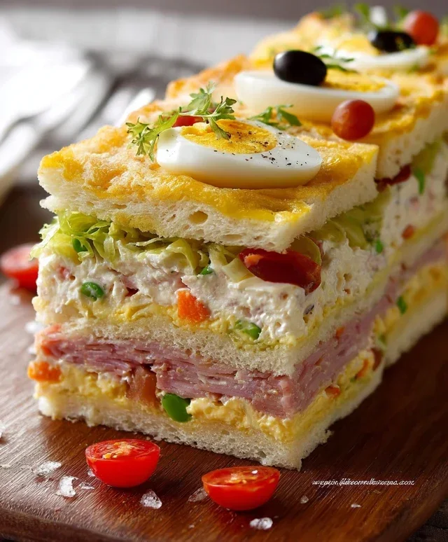 Torta tramezzino con insalata russa
