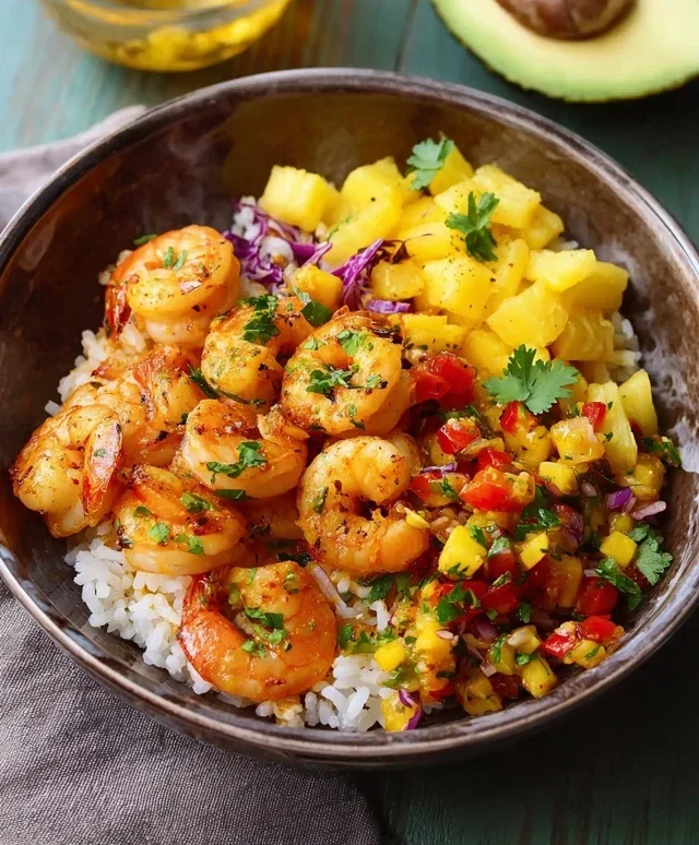Garnelen-Reis-Bowl mit Ananas-Salsa – Eine Explosion aus Geschmack und Frische - GourmetIdeen