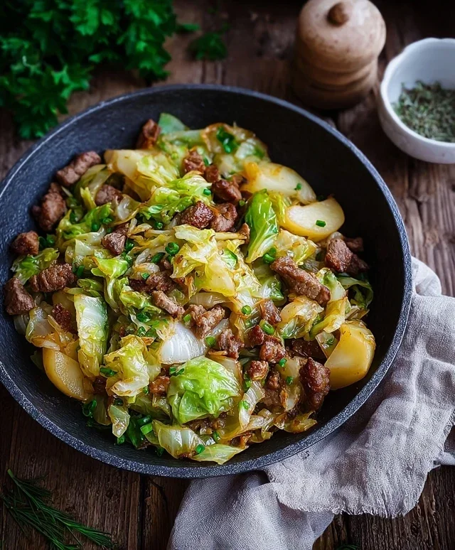 Spitzkohl Hackfleisch Pfanne