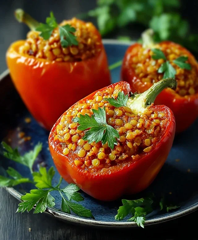 Gefüllte Spitzpaprika mit Linsen
