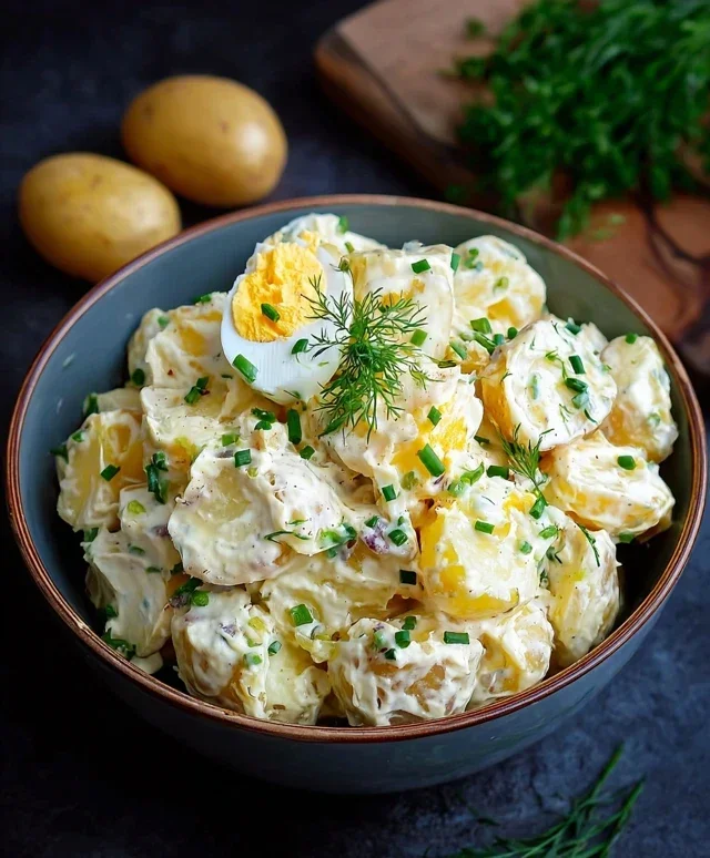 Kartoffelsalat mit Mayonnaise Ei