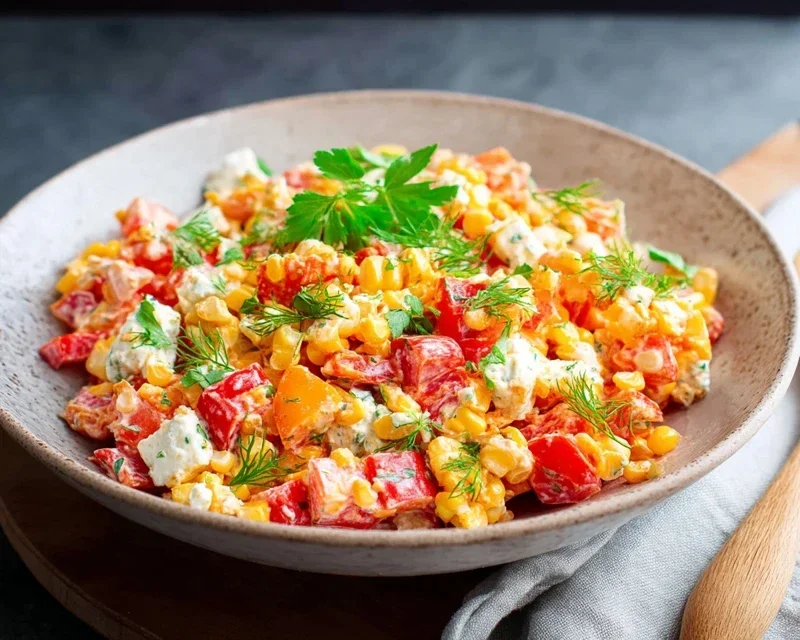 Paprika-Mais-Salat mit Feta & Joghurt