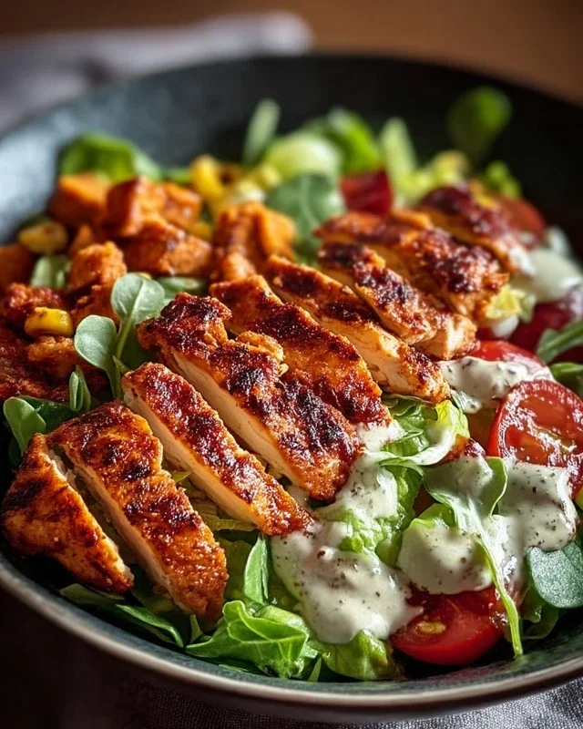 BBQ Hähnchen Geschnittene Salat