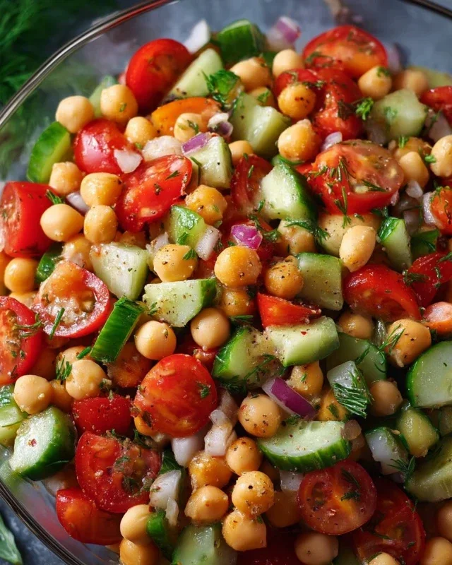 Kichererbsen Salat mit Gurke und Tomaten