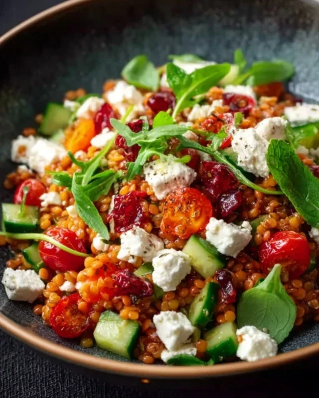 Orientalischer Rote Linsensalat mit Feta einfach genießen!