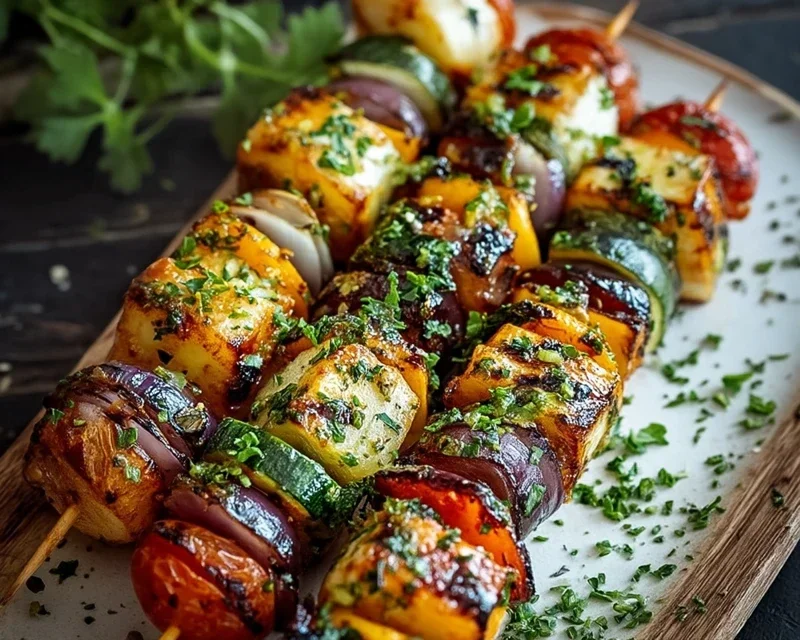 Gegrillte Gemüsespieße mit Kräutermarinade einfach zubereiten.