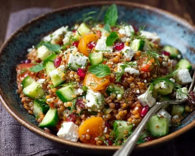 Orientalischer Rote Linsensalat mit Feta einfach genießen!