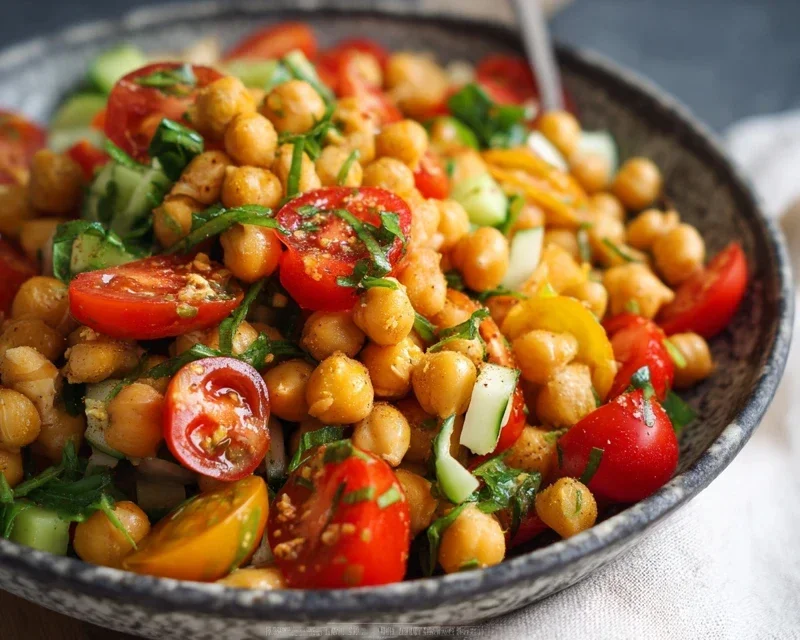 Knuspriger Kichererbsen-Tomaten-Salat