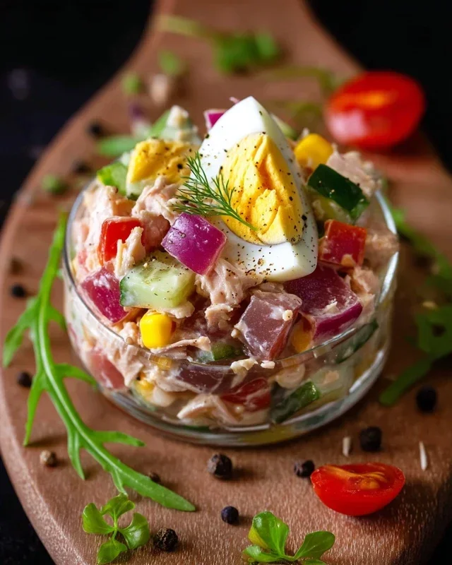Thunfischsalat mit Ei und Gurken