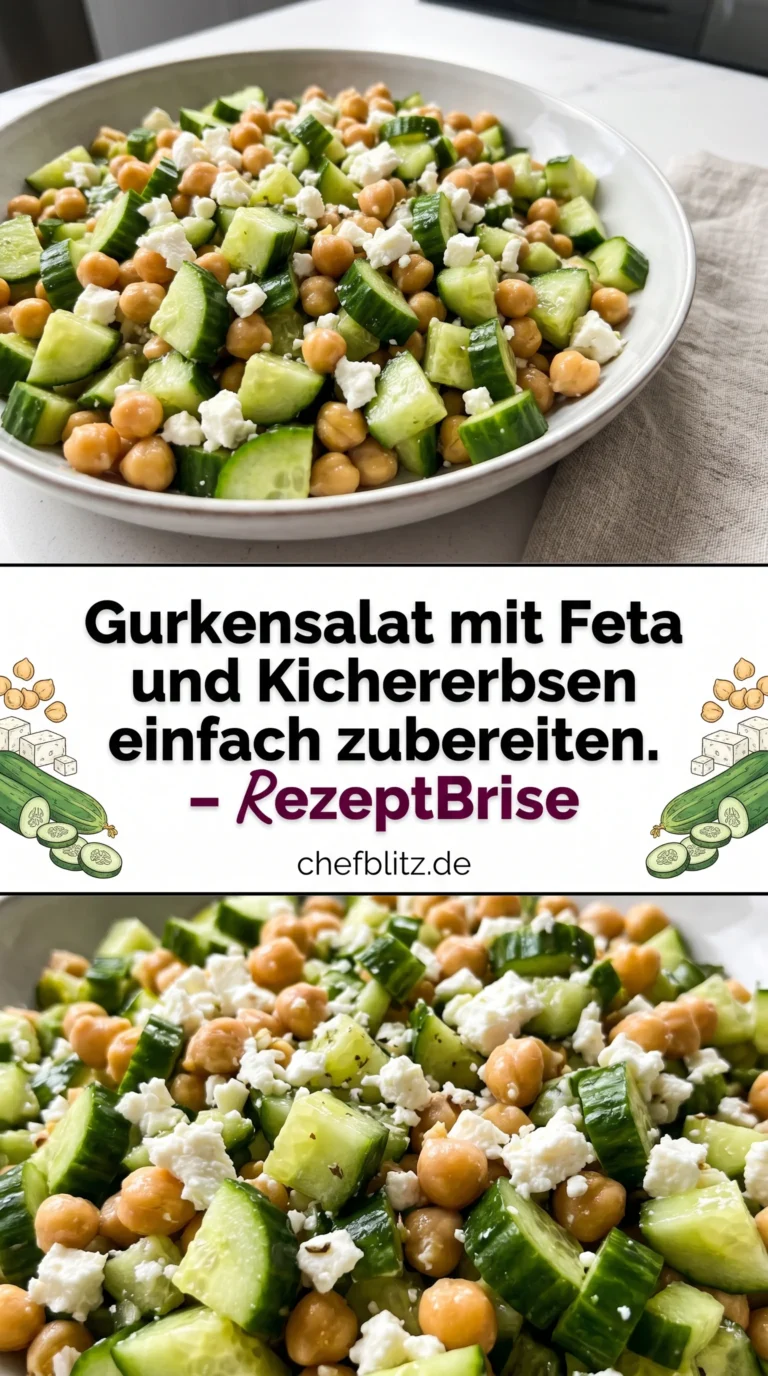 Gurkensalat mit Feta und Kichererbsen einfach zubereiten. - RezeptBrise