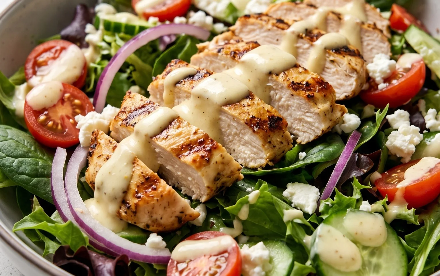 Grilled Chicken Salad + Homemade Sweet Onion Dressing
