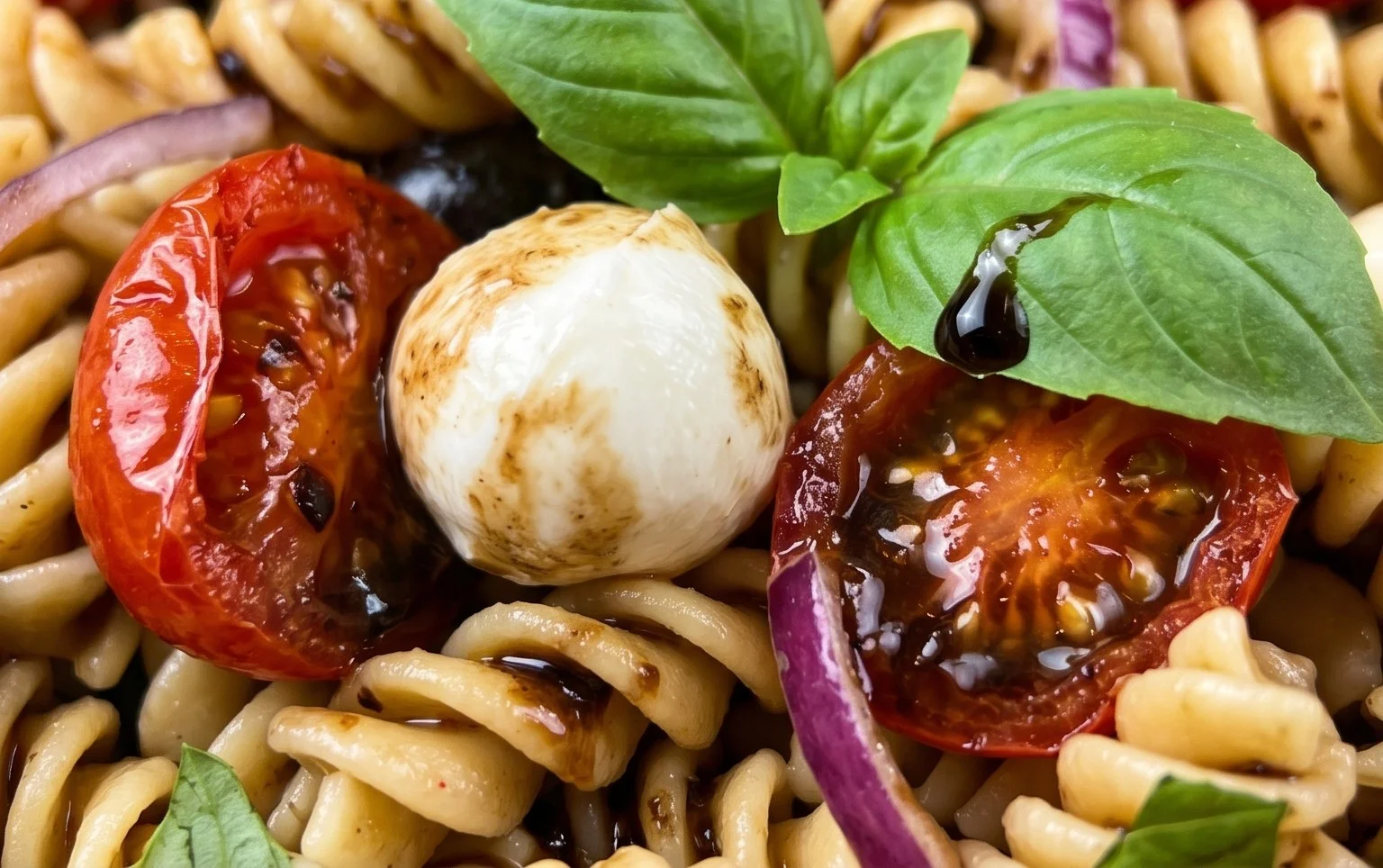Mediterraner Nudelsalat mit Balsamico Dressing