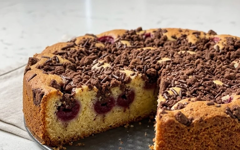 Kirsch Extractkuchen mit Schokostreusel - einfach - 367 kcal/100g