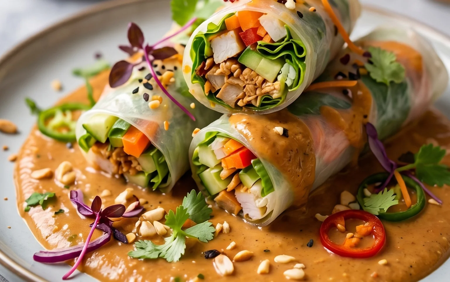 Sommerrollen mit Erdnusssauce