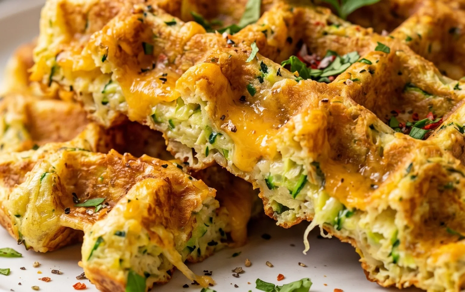 Zucchiniwaffeln mit Cheddar