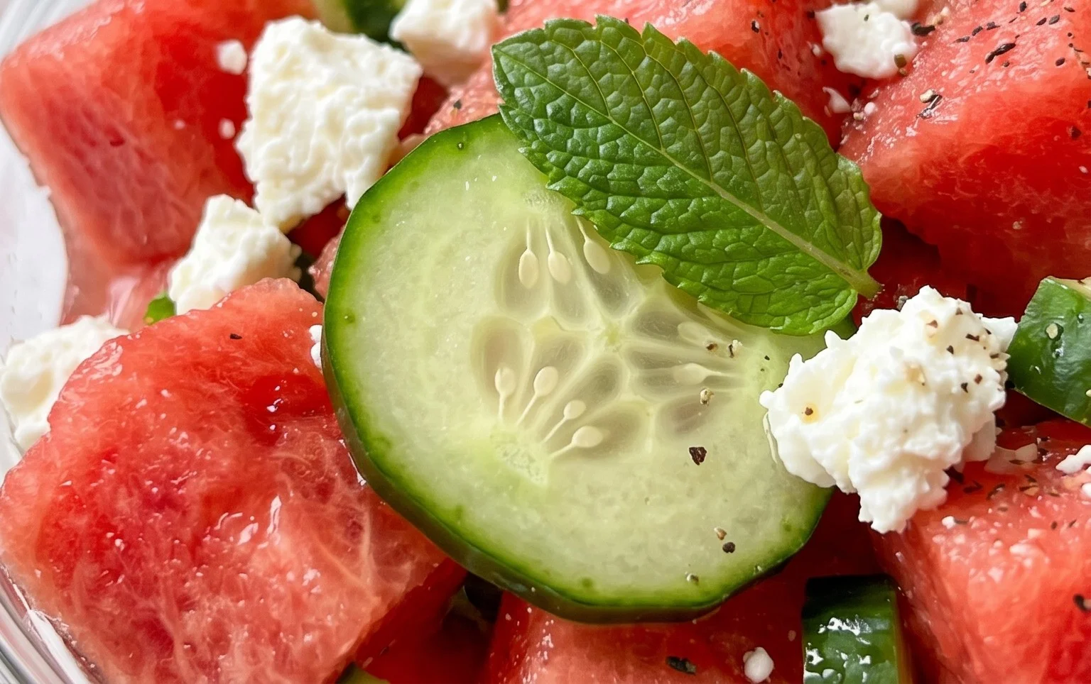 SIMPLE Watermelon + Cucumber + Feta Salad