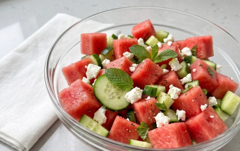 SIMPLE Watermelon + Cucumber + Feta Salad