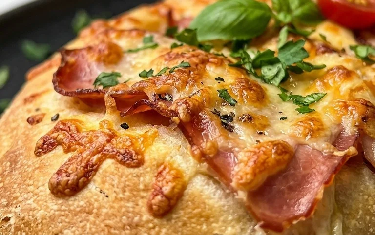 Handbrot mit Schinken und Käse