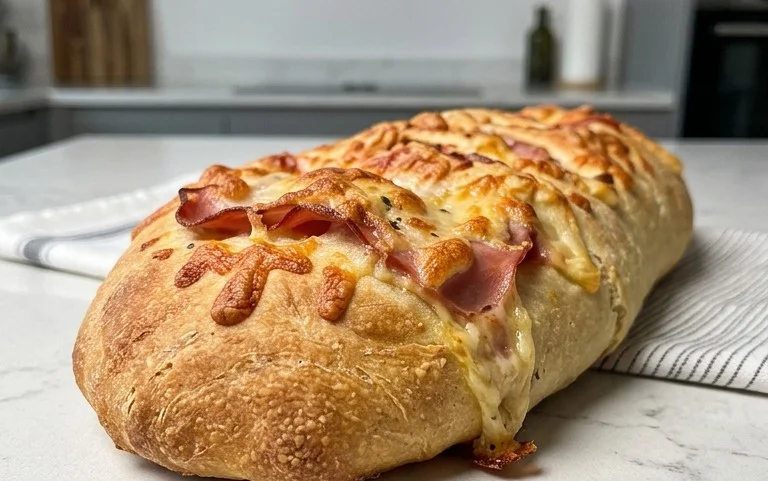 Handbrot mit Schinken und Käse