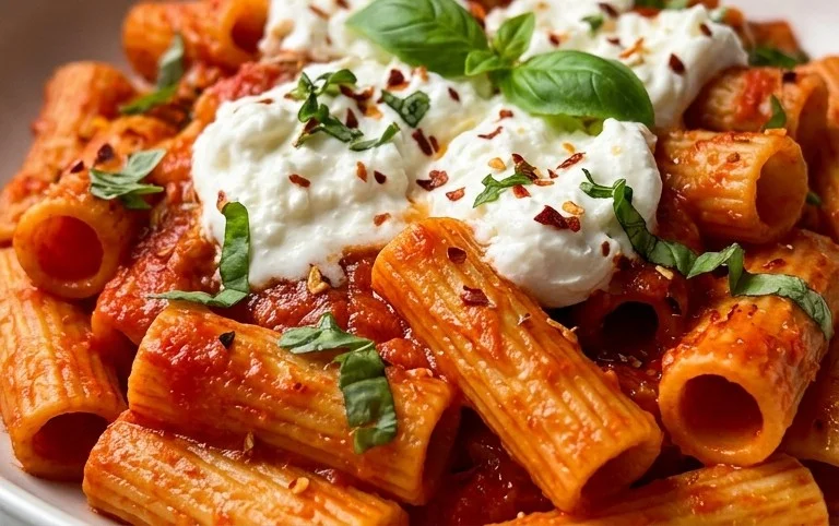 Spicy burrata rigatoni