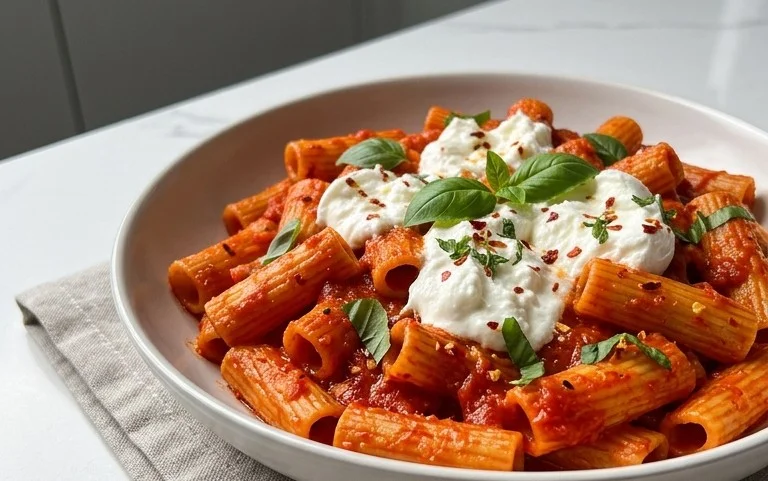 Spicy burrata rigatoni