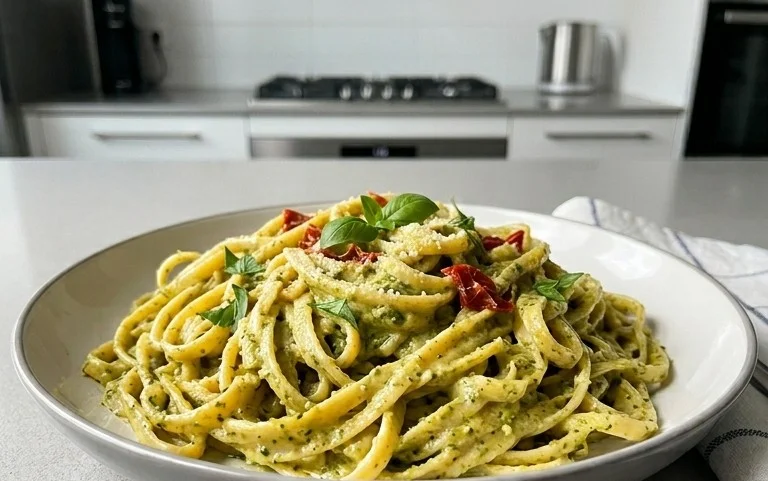 One Pot Creamy Pesto Pasta