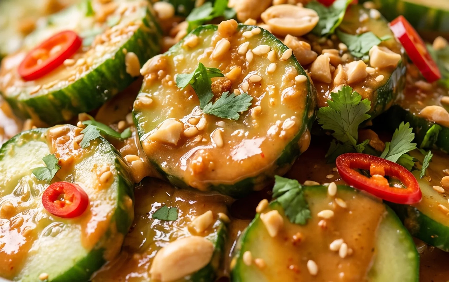 Cucumbers in Spicy Peanut Sauce