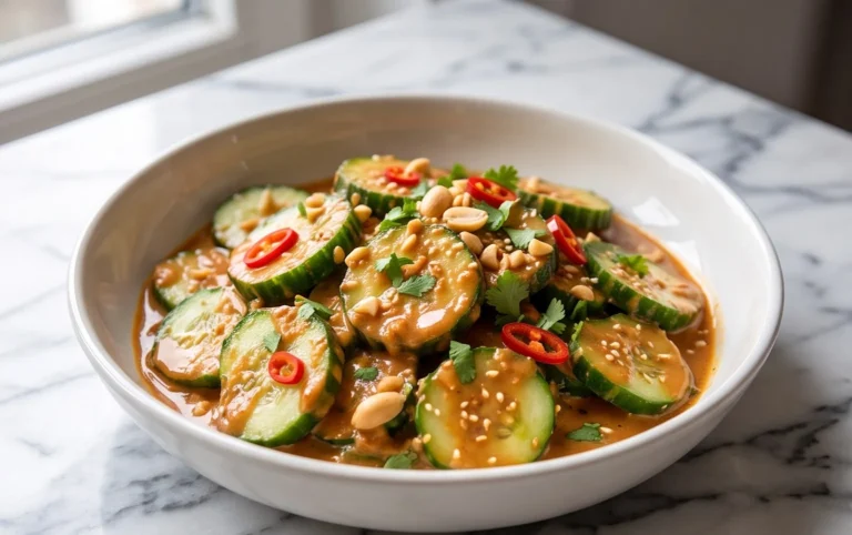 Cucumbers in Spicy Peanut Sauce