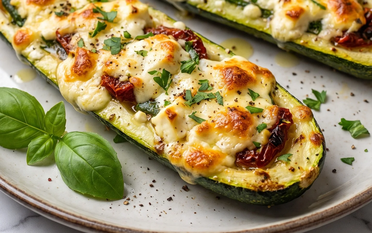 Feta Cheese Stuffed Zucchini