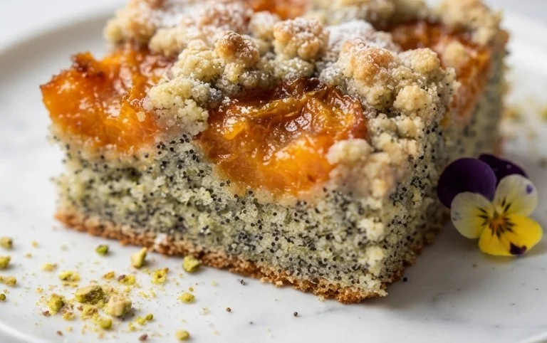 Saftige Mohn-Aprikosen-Schnitten mit Streuseln