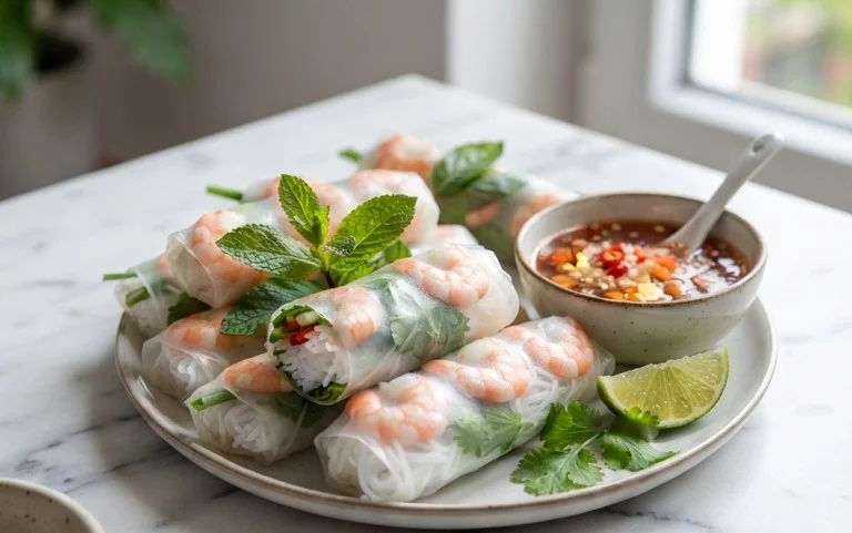 Vietnamese Rice Paper Shrimp Rolls