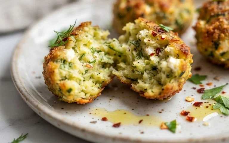 Knusprige Zucchini-Feta-Bällchen aus dem Ofen genießen!