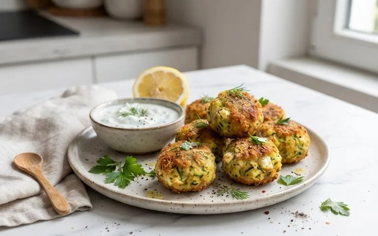Knusprige Zucchini-Feta-Bällchen aus dem Ofen genießen!
