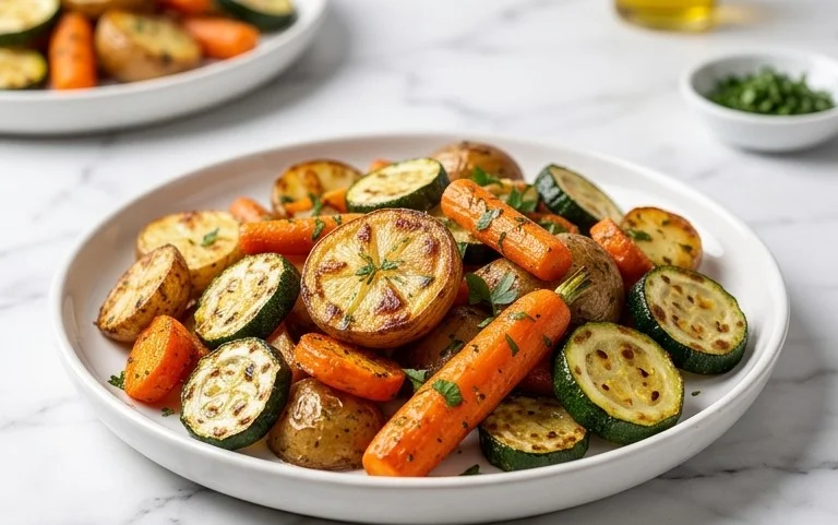 Garlic Herb Roasted Potatoes Carrots and Zucchini