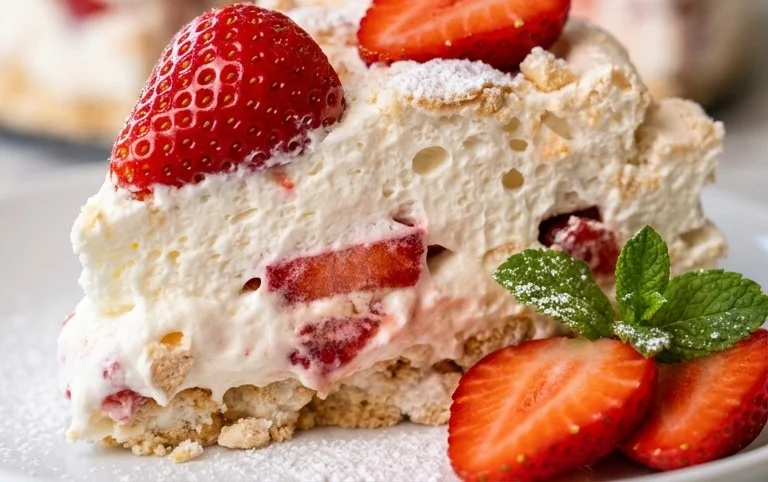 3 Ingredient No Bake Strawberry Cloud Cake