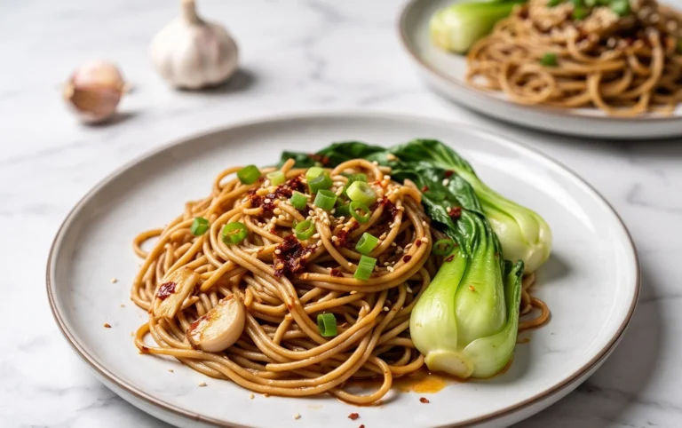 Spicy Garlic Soba Noodles with Bok Choy