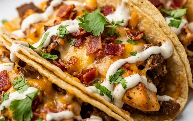 Baked Chicken Beef Bacon Ranch Tacos