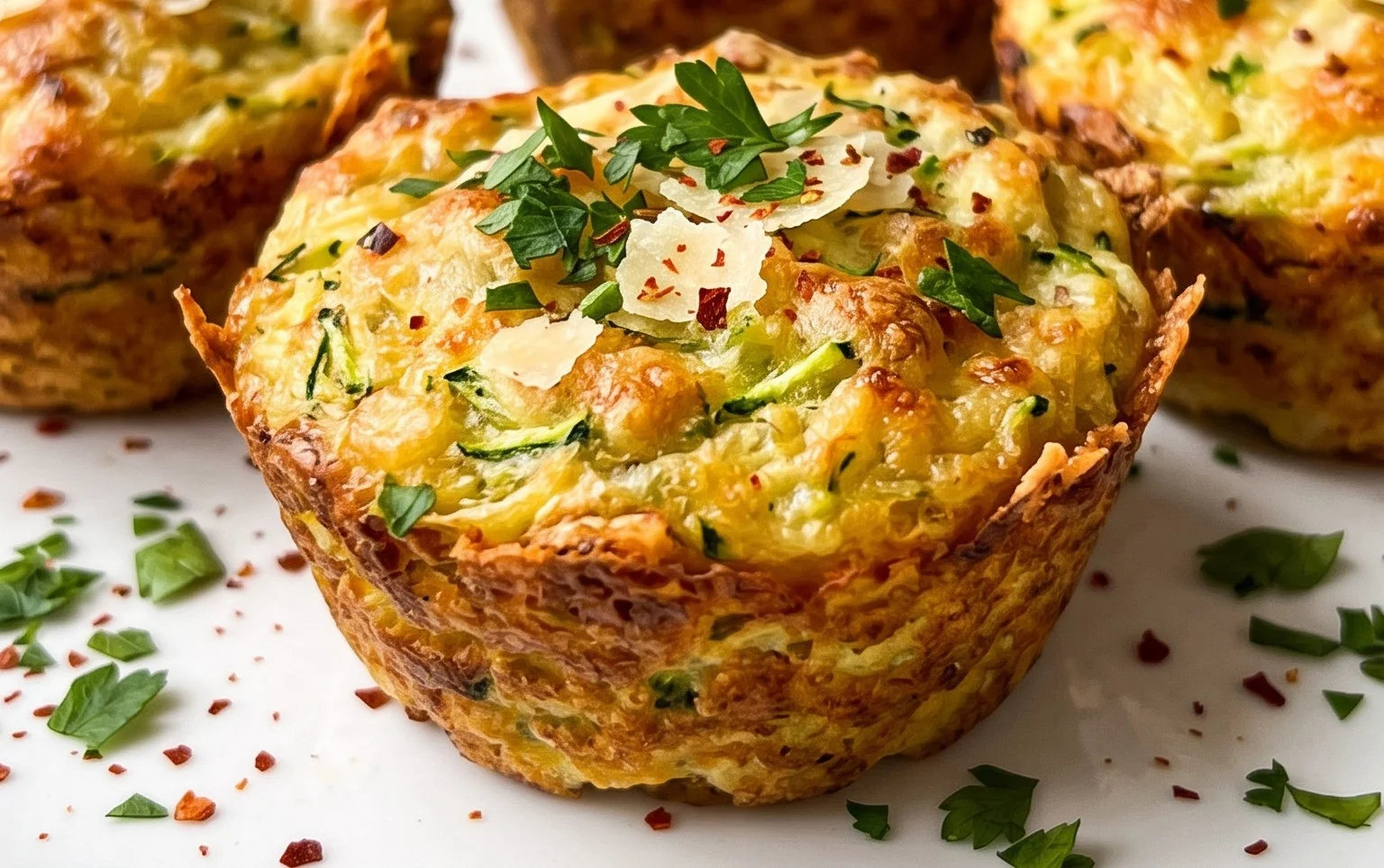 Crispy Parmesan Zucchini Potato Muffins