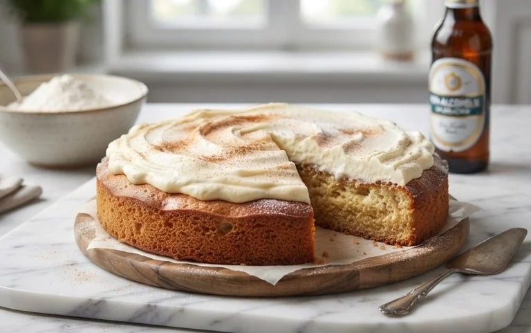 Bromnon-alcoholic beerkuchen mit Quark und Frischkäse