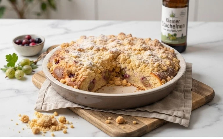 Kleiner Stachelnon-alcoholic beer- Streuselkuchen