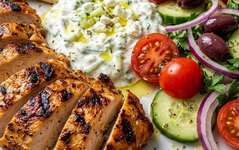 Mediterranes Hähnchen-Gyros mit Feta-Tzatziki genießen!