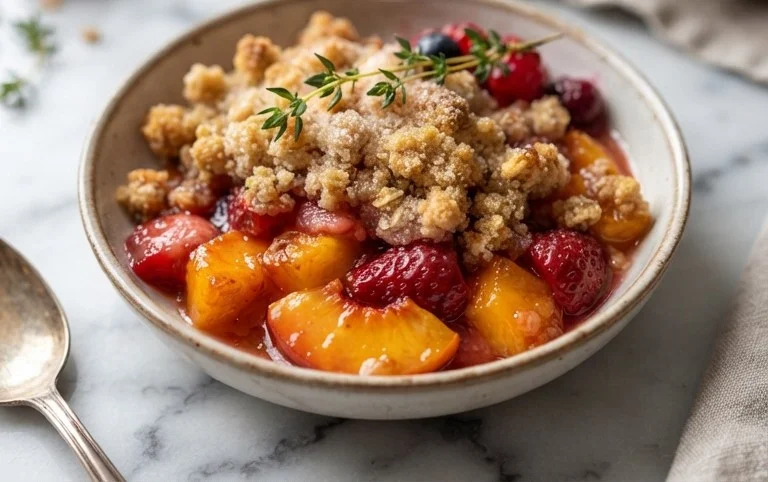 Peach & Strawberry Crisp